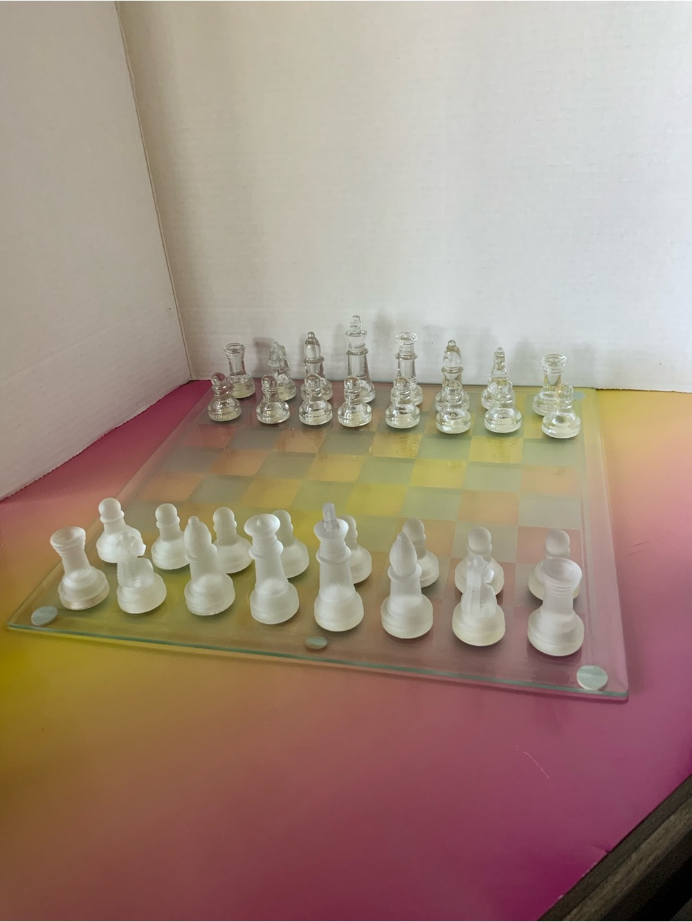 Frosted and Clear Glass Chess Set - Elegant Home Board Game